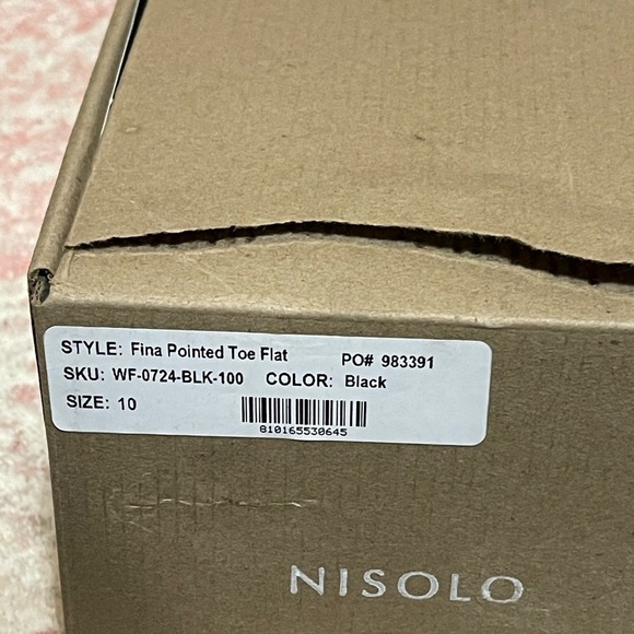 Nisolo New in Box Black Fina Pointed Toe Leather Flats Size 10 - Picture 2 of 7